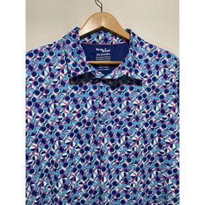Birdie Bound performance polo shirt golf tropical geometric blue sport men 2XL